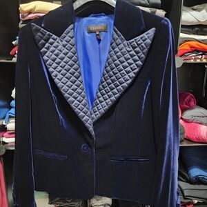 Escada Women's Deep Blue Velvet Blazer